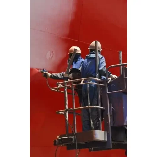 Two workers spraying fast dry gloss