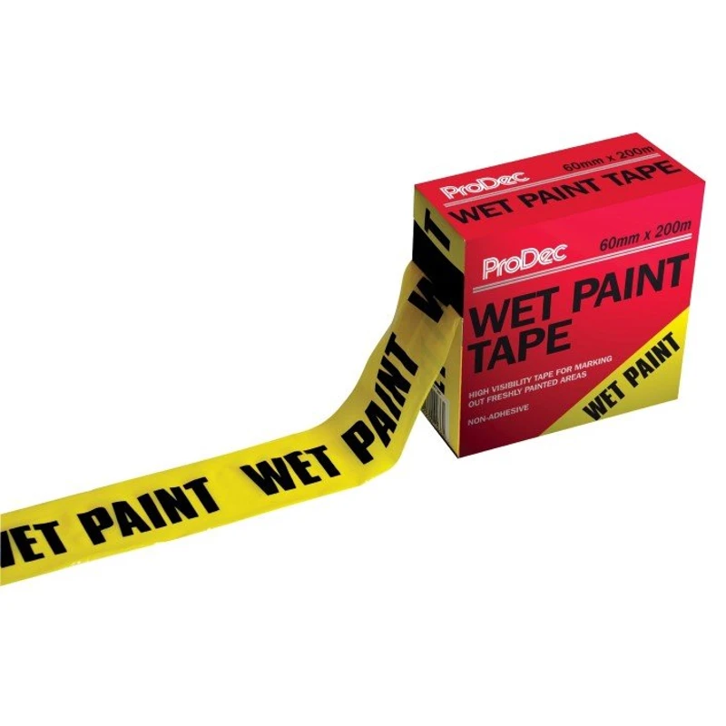 Prodec Wet Paint Warning Tape Roll 60mm X 200m