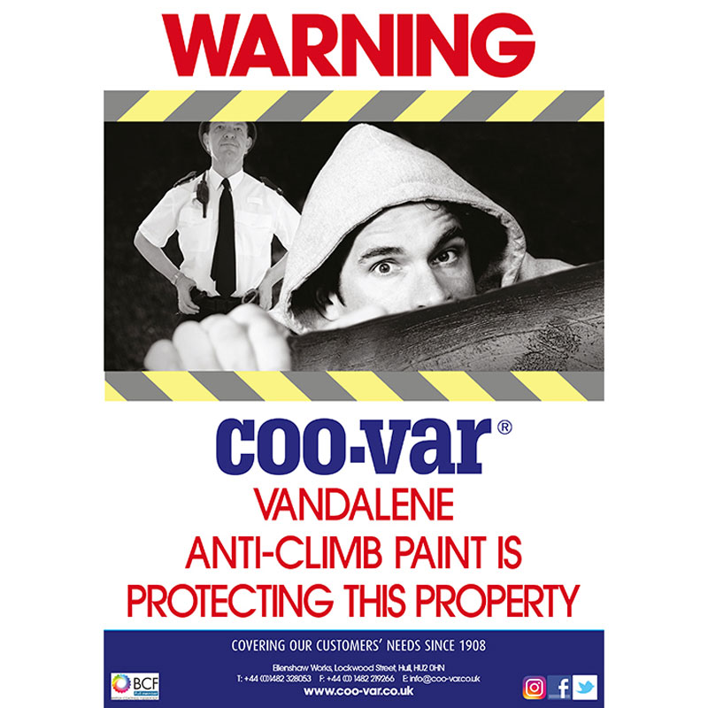 Coo-Var Warning Anti-Climb Paint Sign A4/A5
