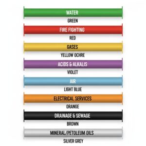 Official BS 1710 pipe identification colour chart for UK facilities