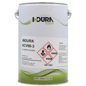 a tin of Indura 2K Acrylic PU Gloss
