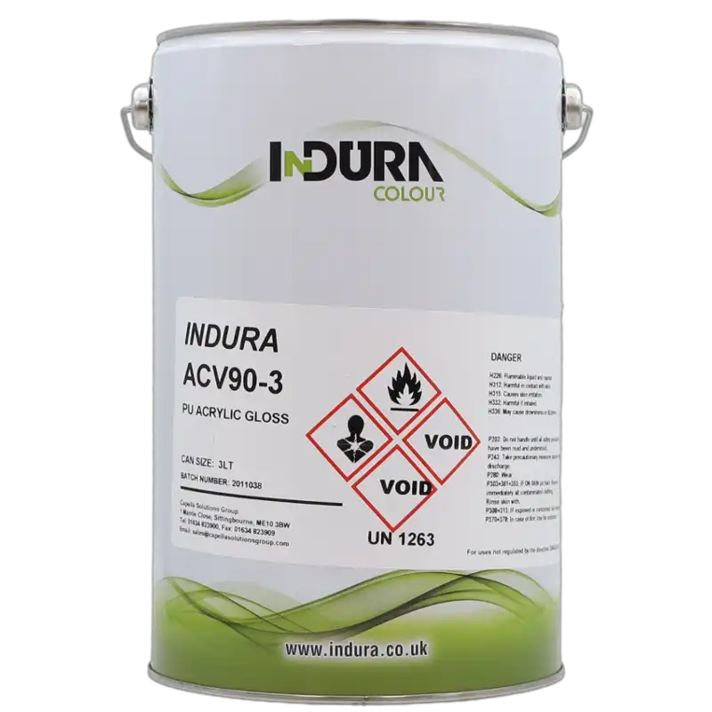 a tin of Indura 2K Acrylic PU Gloss