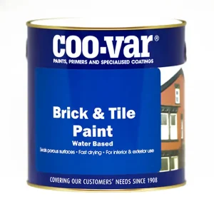 A tin of Coo-Var Water Based Brick & Tile Paint