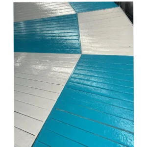 wooden floor painted white and blue with floor paint for wood