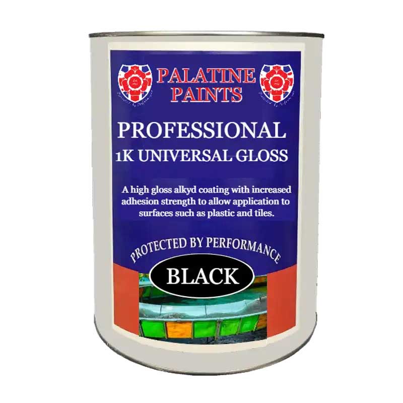 A tin of 1K Universal Gloss in black