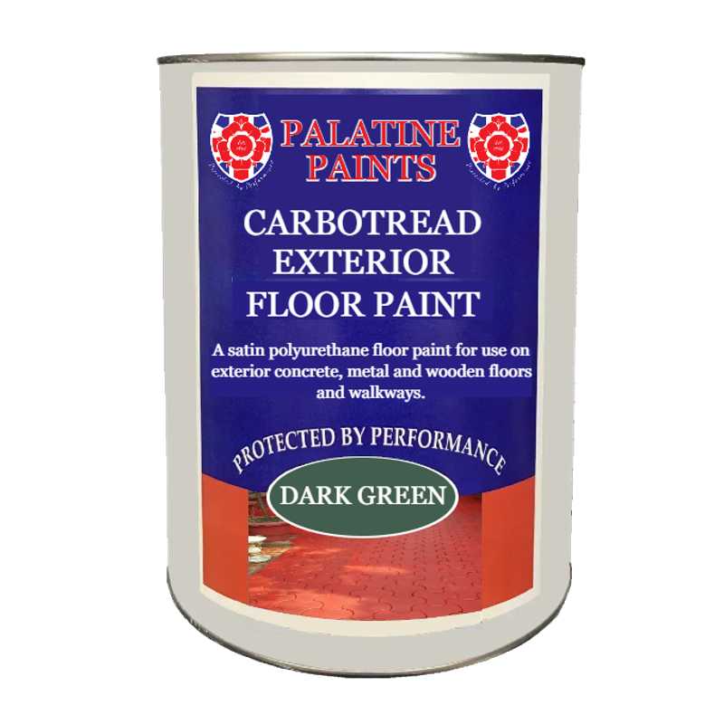 A tin of Carbotread Exterior Floor Paint Smooth in dark green